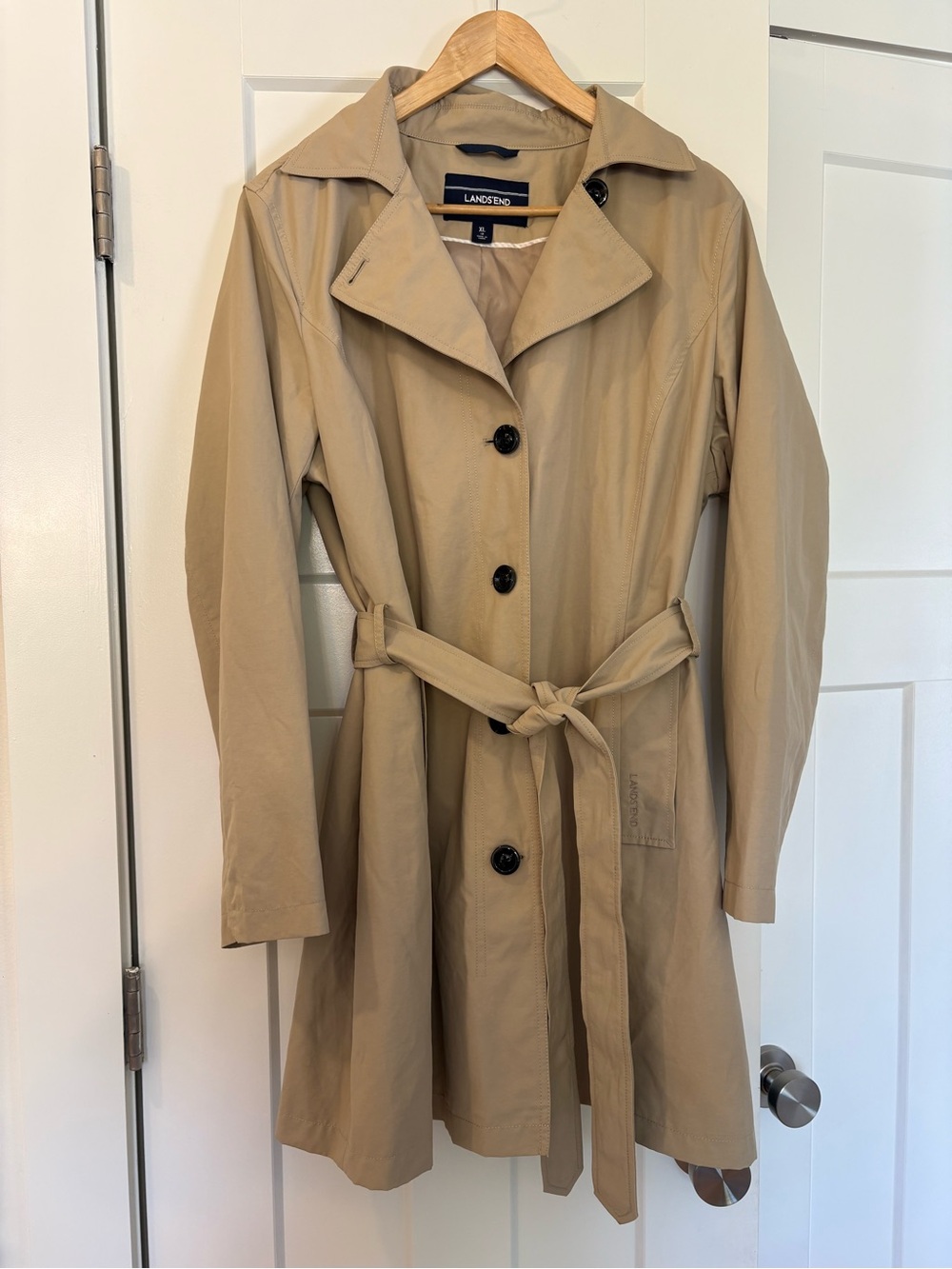 Lands' End Beige Belted Trench Coat